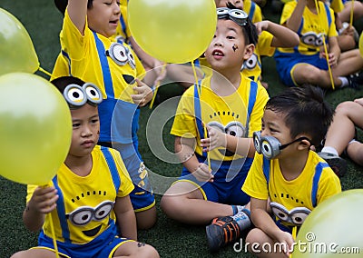 Asian boys wear cartoon costume Editorial Stock Photo