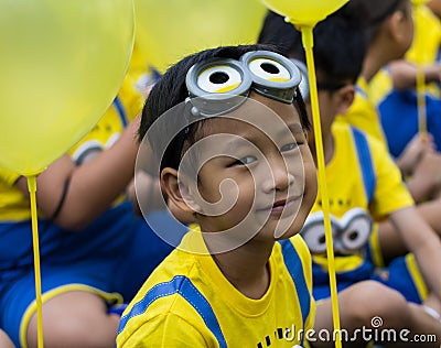 Asian boys wear cartoon costume Editorial Stock Photo