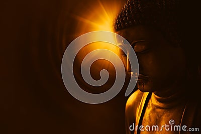 Asian buddha with light of wisdom Stock Photo