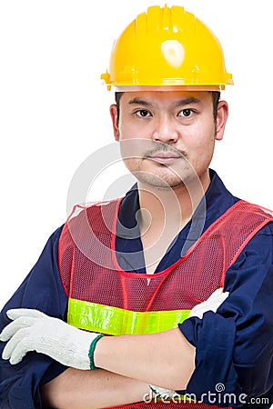 Asian builder portrait Stock Photo