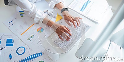 Asian business analyze the situation on the financial report in the meeting room. Investment Consultant, Financial Stock Photo