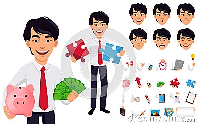 Asian business man, concept of cartoon character Vector Illustration