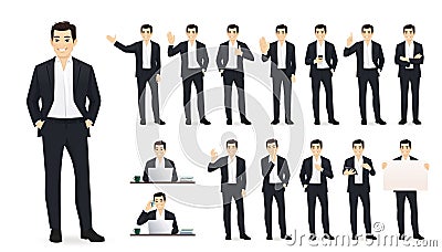 Asian business man set Vector Illustration