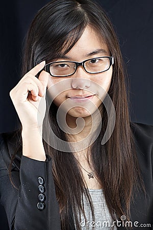 Asian business woman with black background Stock Photo