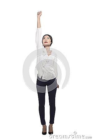 Asian business woman flying Stock Photo