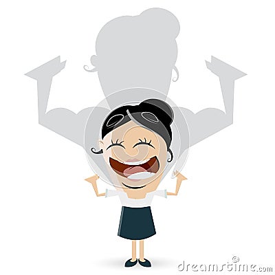 Asian business woman is showing her muscles Vector Illustration
