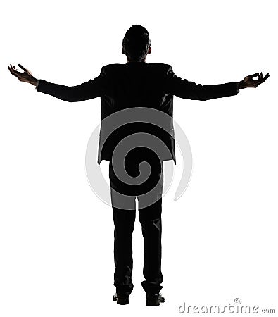 Asian businessman open arms feel free Stock Photo