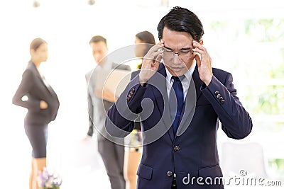 Asian Businessman strain and got pressured Stock Photo