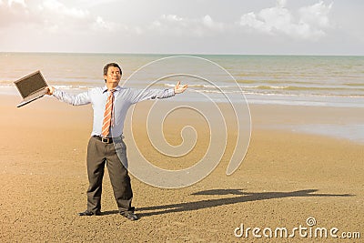 Asian businessmen are striving With work being done Stock Photo