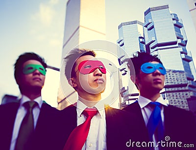 Asian businessmen superheroes City Concept Stock Photo