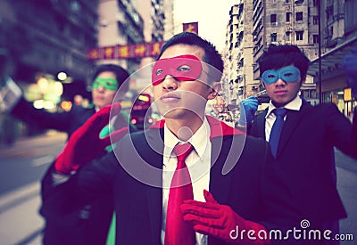 Asian Businessmen Superheroes Stock Photo