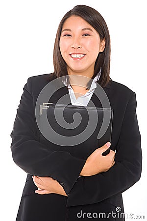 Asian businesswoman with documents Stock Photo