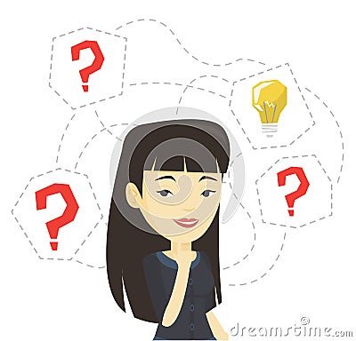 Asian businesswoman having business idea. Vector Illustration