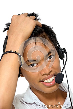Asian callcenter agent portrait Stock Photo
