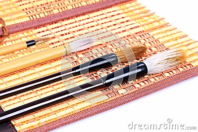 Asian calligraphy brushes Stock Photo