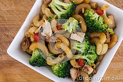 Asian chicken macaroni noodle meal Stock Photo
