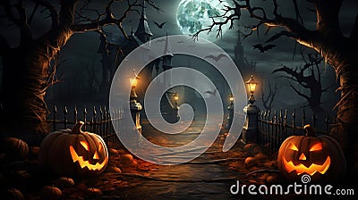 Asian child girl holding halloween bucket with sweet candy in hand for halloween celebration Stock Photo