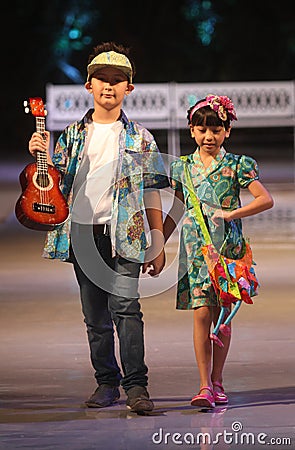 Asian child model at fashion show runway Editorial Stock Photo