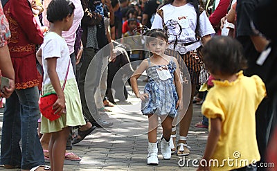 Asian children model wearing batik at fashion show runway Editorial Stock Photo