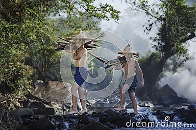 Children playing the water Stock Photo