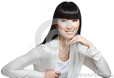 Asian Chinese Beauty with long silky hair Stock Photo