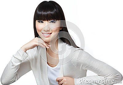 Asian Chinese Beauty with long silky hair Stock Photo