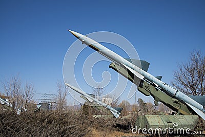 Asian Chinese, Beijing Aviation Museum,Air defense missile Editorial Stock Photo