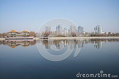 Asian Chinese, Beijing, city scenery, Tongzhou canal Editorial Stock Photo