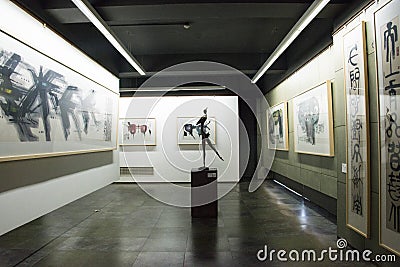 Asian Chinese, Beijing, Han Meilin Art Museum, The exhibition hall, modern architecture Editorial Stock Photo