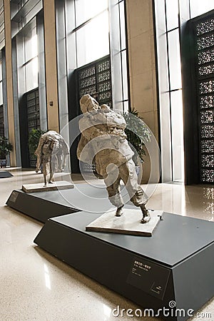 Asian Chinese, Beijing, National Museum, theme sculpture Editorial Stock Photo