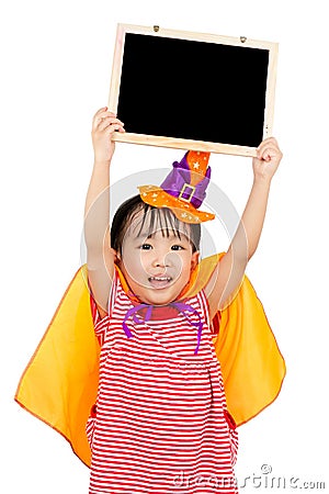 Asian Chinese Little girl celebrate Halloween. Stock Photo