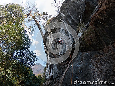 Thakhek Climber Asian Outdoor Life Passion Editorial Stock Photo