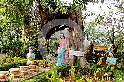 Asian colorful mythological statues Stock Photo