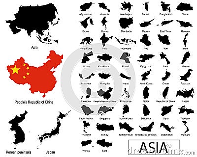 Asian countries vectors Vector Illustration