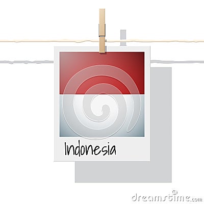 Asian country flag collection with photo of Indonesia flag on white background Vector Illustration