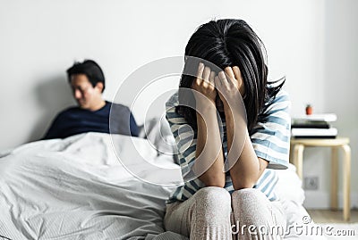 Asian couple have an argument Stock Photo