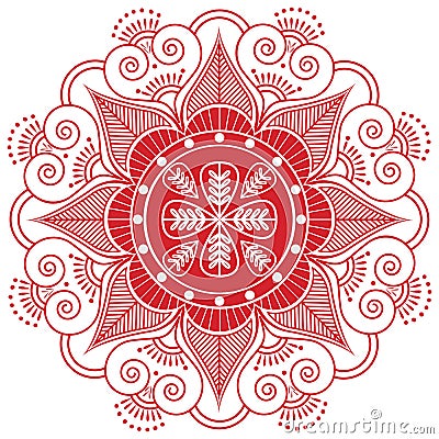 Asian culture inspired wedding makeup henna tattoo decoration in floral & hearts shape in white and red and red symbolizing hap Vector Illustration