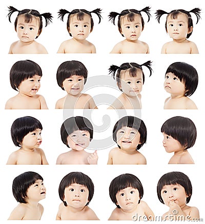 Asian cute baby girl making different facial expressions Stock Photo