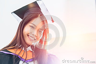 Asian cute women portrait graduation smile happy Stock Photo