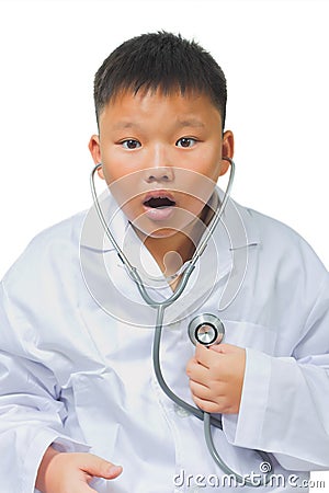 Asian doctor discover his heart problem Stock Photo