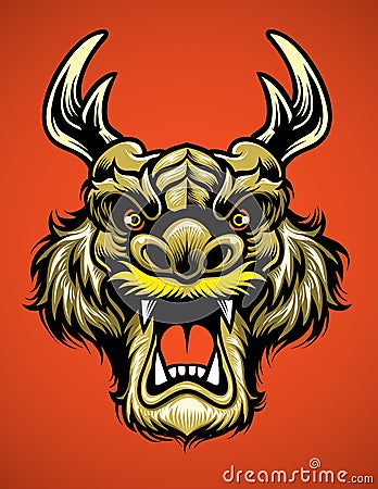 Asian dragon head Vector Illustration