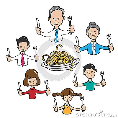 Asian family meal together Vector Illustration