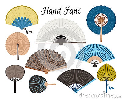 Asian fans set Vector Illustration