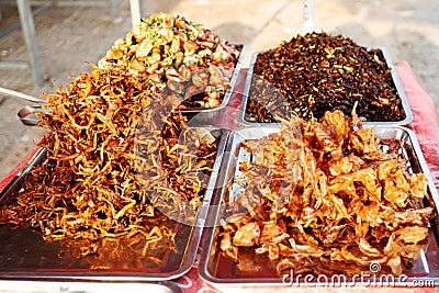 Asian fast food at Cambodian market Stock Photo