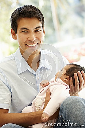 Asian father and baby Stock Photo