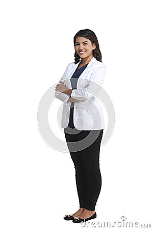 Asian female doctor standing fullbody Stock Photo