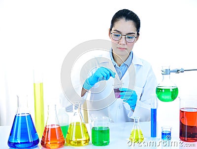 Asian female scientist in research laboratory Stock Photo