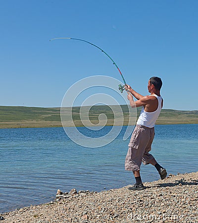 Asian fisherman Stock Photo