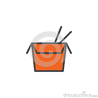Asian food box filled outline icon Vector Illustration