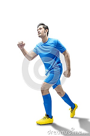 Asian football player man running Stock Photo